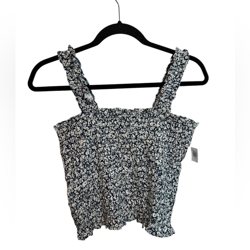Nwt Old Navy Navy Blue Floral Smocked Blouse